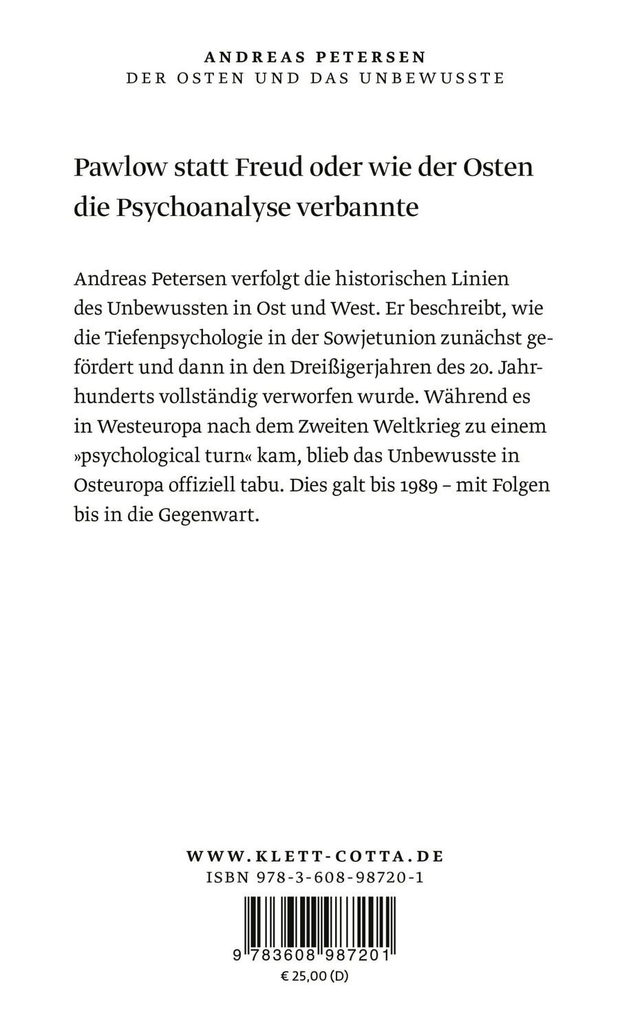 Rückseite: 9783608987201 | Der Osten und das Unbewusste | Wie Freud im Kollektiv verschwand