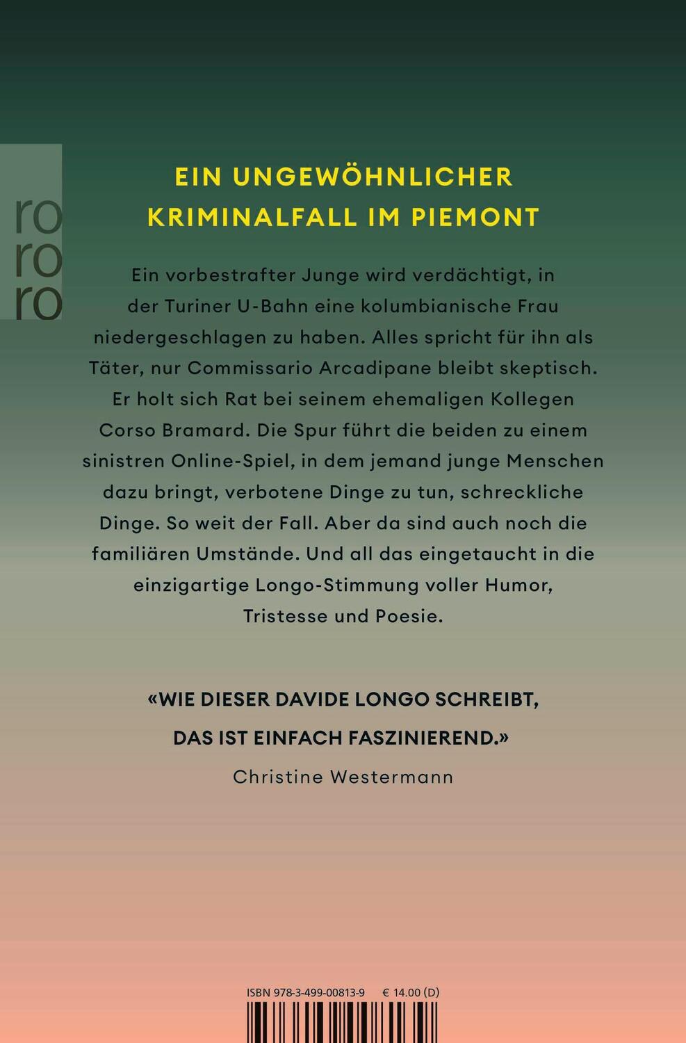 Rückseite: 9783499008139 | Schlichte Wut | Ein Krimi aus dem Piemont | Davide Longo | Taschenbuch