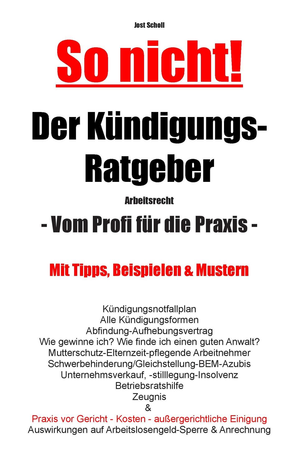 Cover: 9783750437029 | So nicht! Der Kündigungs-Ratgeber Arbeitsrecht | Jost Scholl | Buch