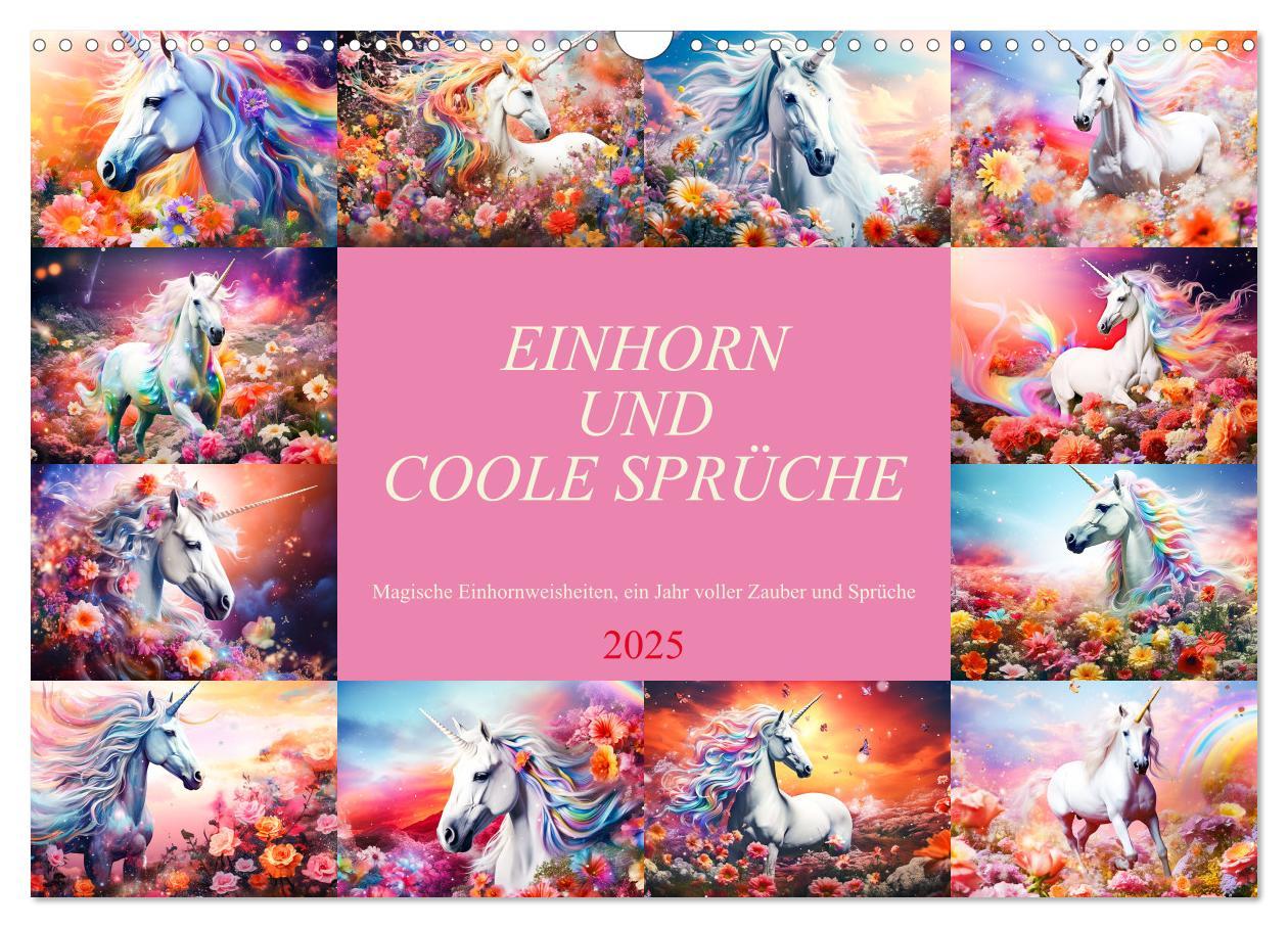 Cover: 9783383861956 | Einhorn und coole Sprüche (Wandkalender 2025 DIN A3 quer), CALVENDO...