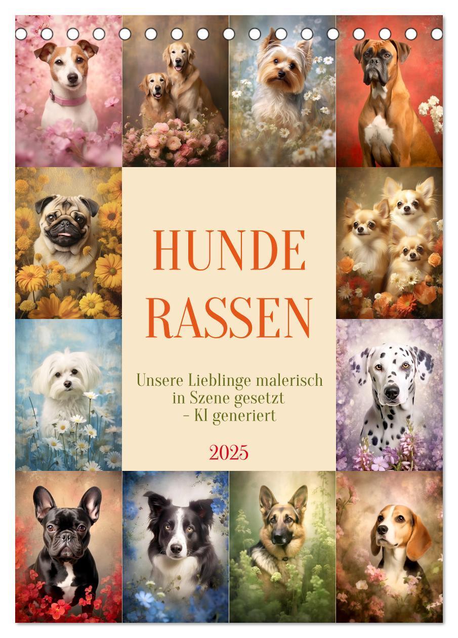 Cover: 9783435849895 | Hunderassen (Tischkalender 2025 DIN A5 hoch), CALVENDO Monatskalender