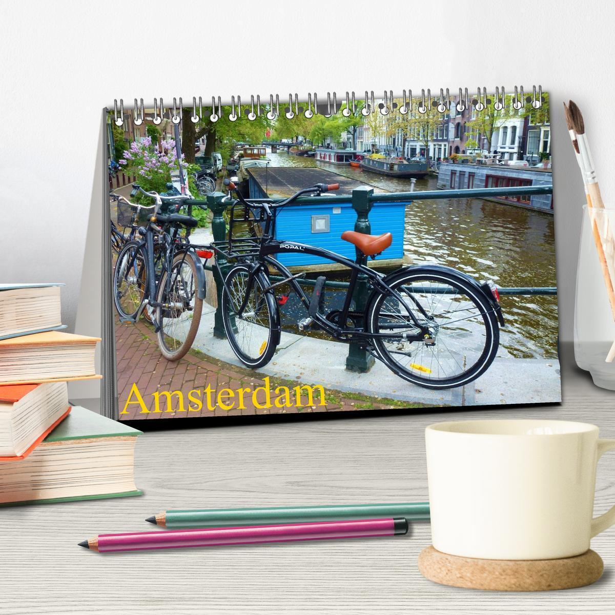 Bild: 9783435805075 | Amsterdam (Tischkalender 2025 DIN A5 quer), CALVENDO Monatskalender