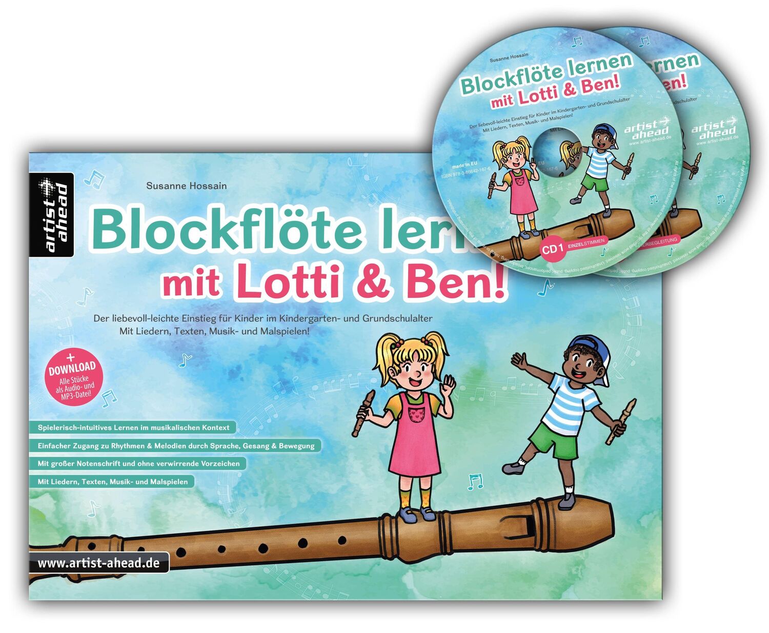 Cover: 9783866422148 | Blockflöte lernen mit Lotti &amp; Ben + 2 Audio-CDs! | Susanne Hossain