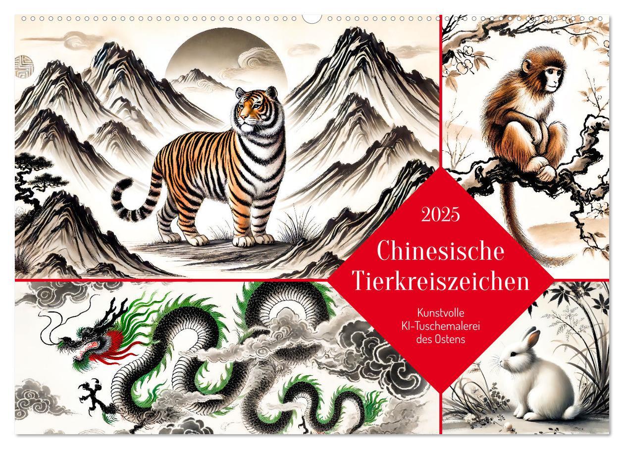 Cover: 9783457200599 | Chinesische Tierkreiszeichen - Kunstvolle KI-Tuschemalerei des...