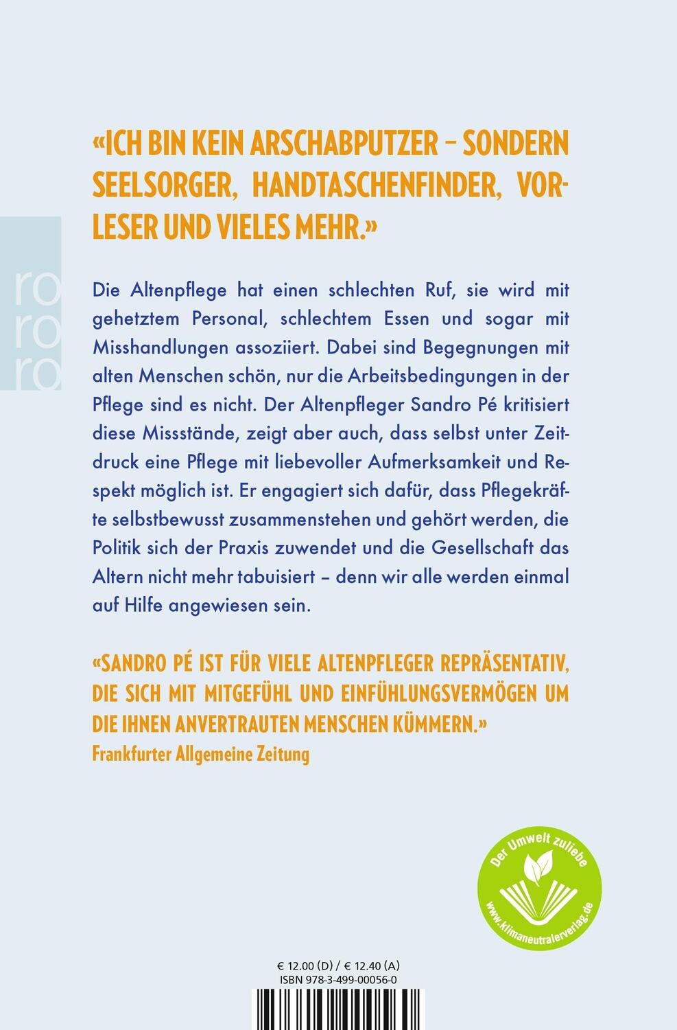 Rückseite: 9783499000560 | Wir dürfen alte Menschen nicht allein lassen! | Sandro Pé | Buch