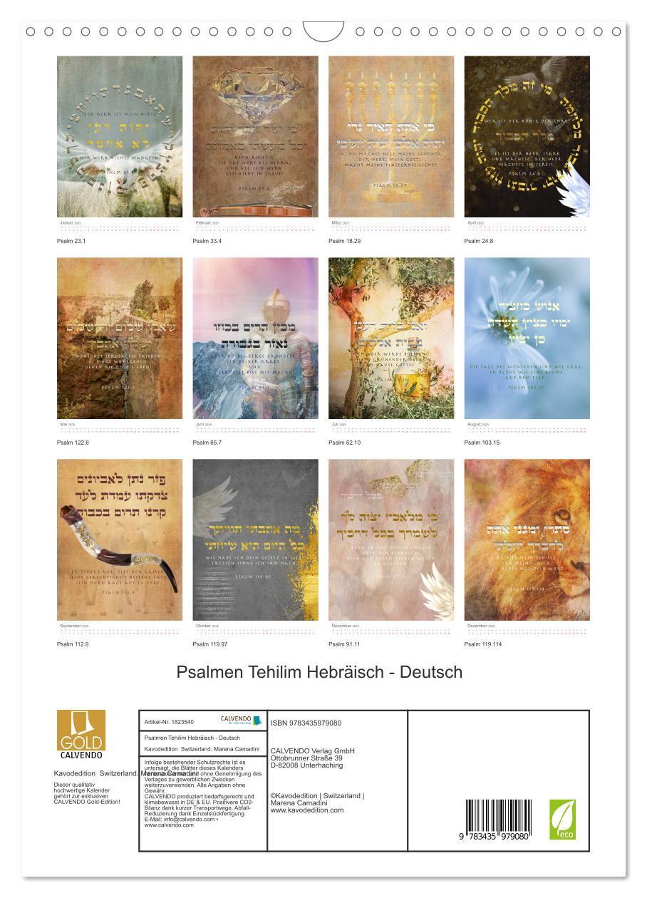 Bild: 9783435979080 | Psalmen Tehilim Hebräisch - Deutsch (Wandkalender 2025 DIN A3...