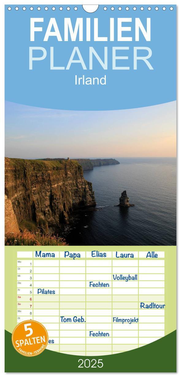 Cover: 9783457110768 | Familienplaner 2025 - Irland mit 5 Spalten (Wandkalender, 21 x 45...