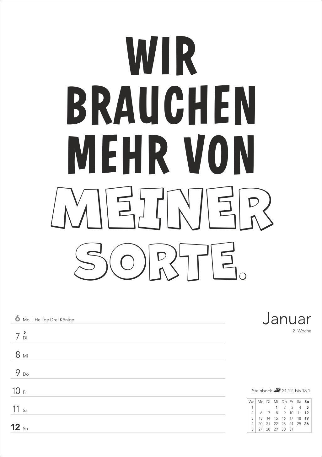 Bild: 9783840034626 | Typo-Sprüche-Kalender s/w Wochenplaner 2025 - mit 53 witzigen Sprüchen