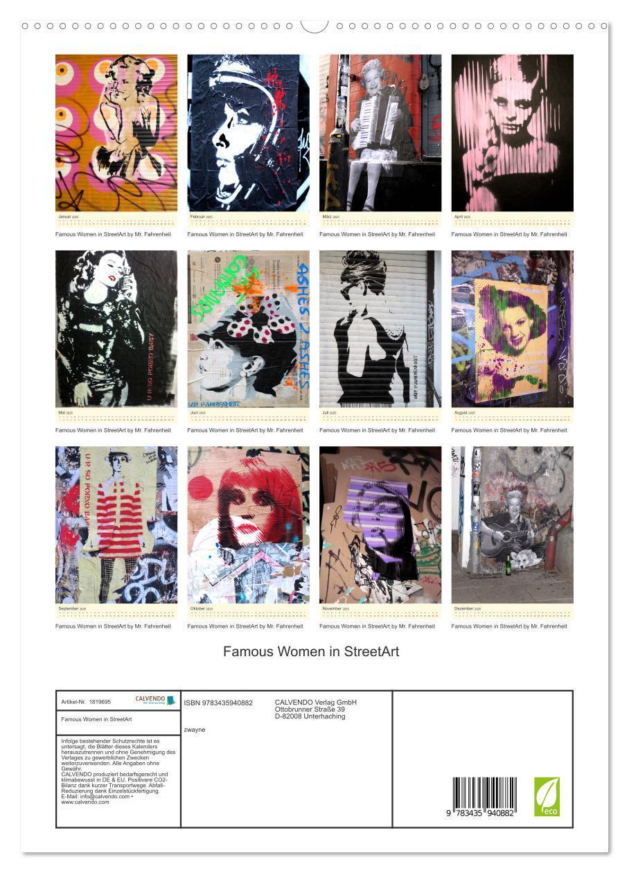 Bild: 9783435940882 | Famous Women in StreetArt (hochwertiger Premium Wandkalender 2025...