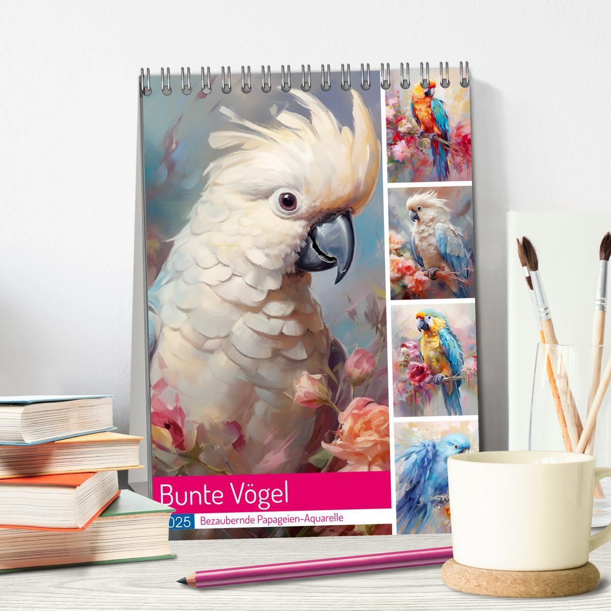 Bild: 9783435869374 | Bunte Vögel. Bezaubernde Papageien-Aquarelle (Tischkalender 2025...