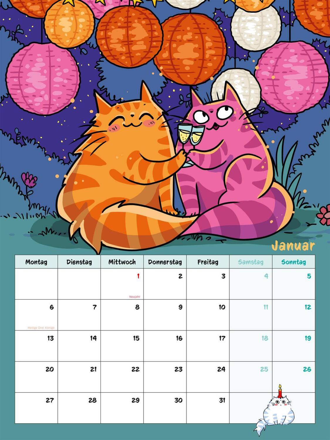 Bild: 9783830321354 | Dicke Katze and Friends - Wandkalender mit Planer 2025 | Olivia Vieweg