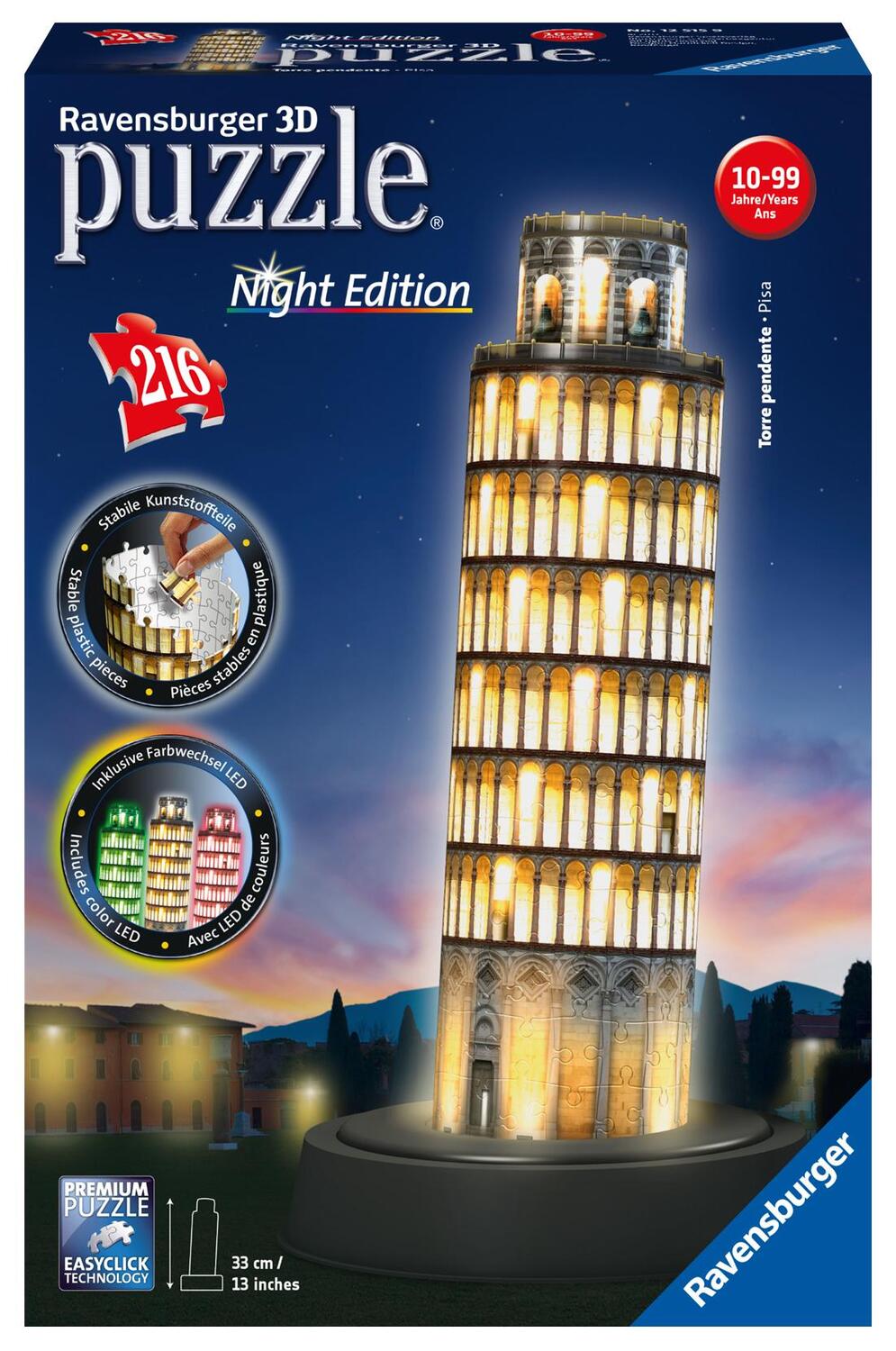 Cover: 4005556125159 | Pisaturm bei Nacht. 3D Puzzle 216 Teile | Spiel | 12515 | Deutsch