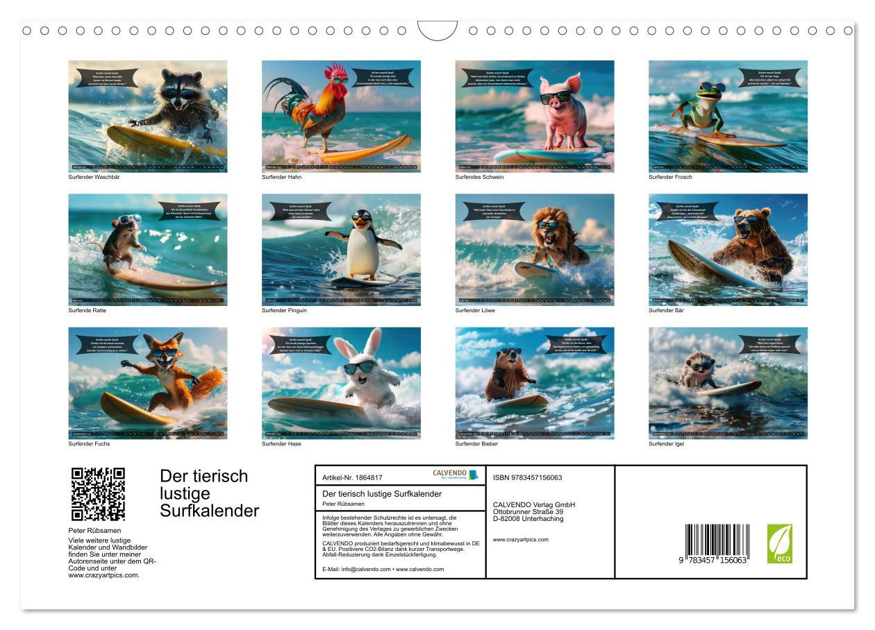 Bild: 9783457156063 | Der tierisch lustige Surfkalender (Wandkalender 2025 DIN A3 quer),...