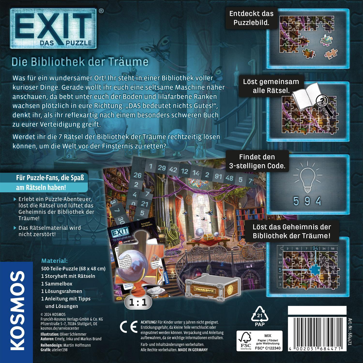 Rückseite: 4002051684471 | EXIT® - Das Puzzle: Die Bibliothek der Träume | Spiel | Brand (u. a.)