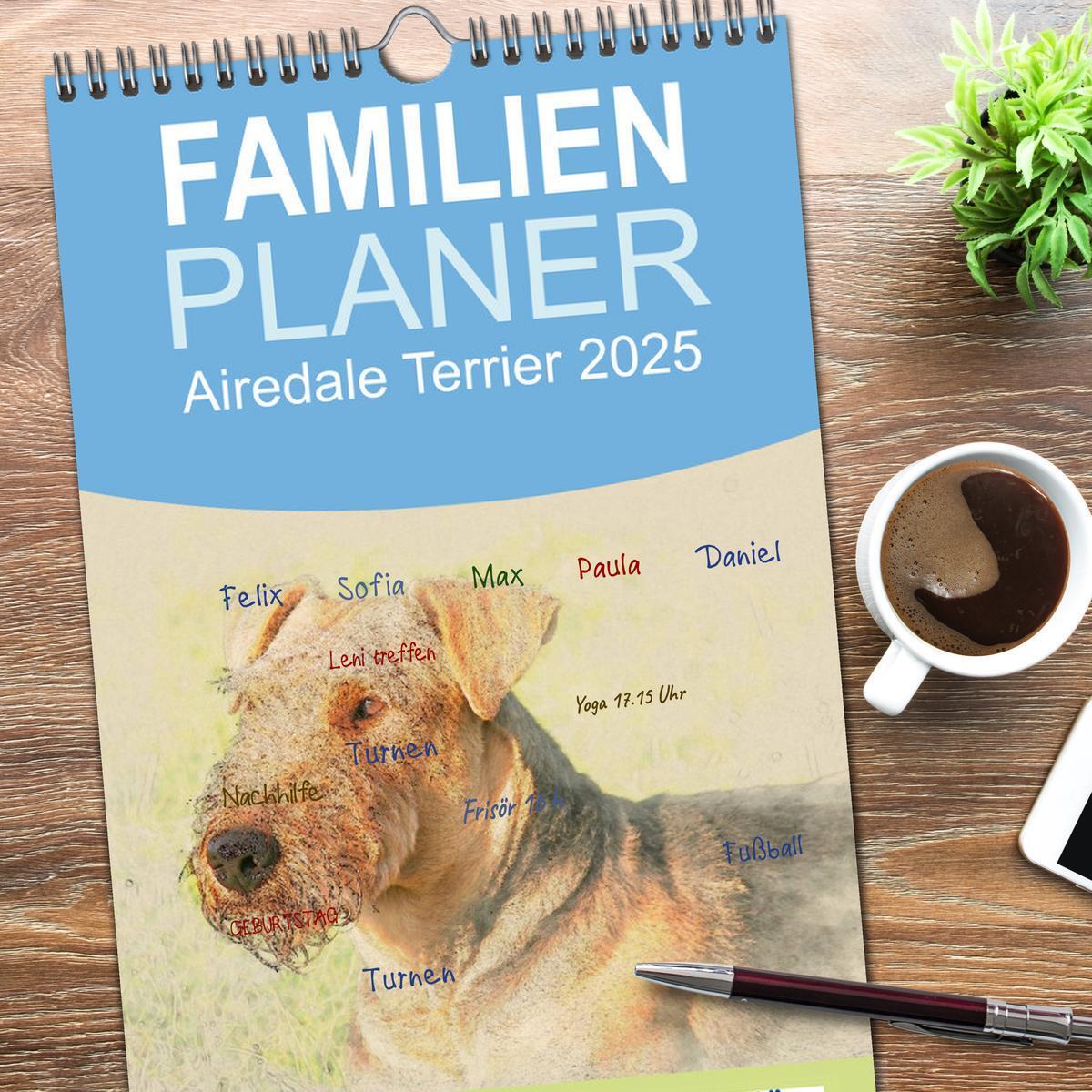 Bild: 9783457121092 | Familienplaner 2025 - Airedale Terrier 2025 mit 5 Spalten...