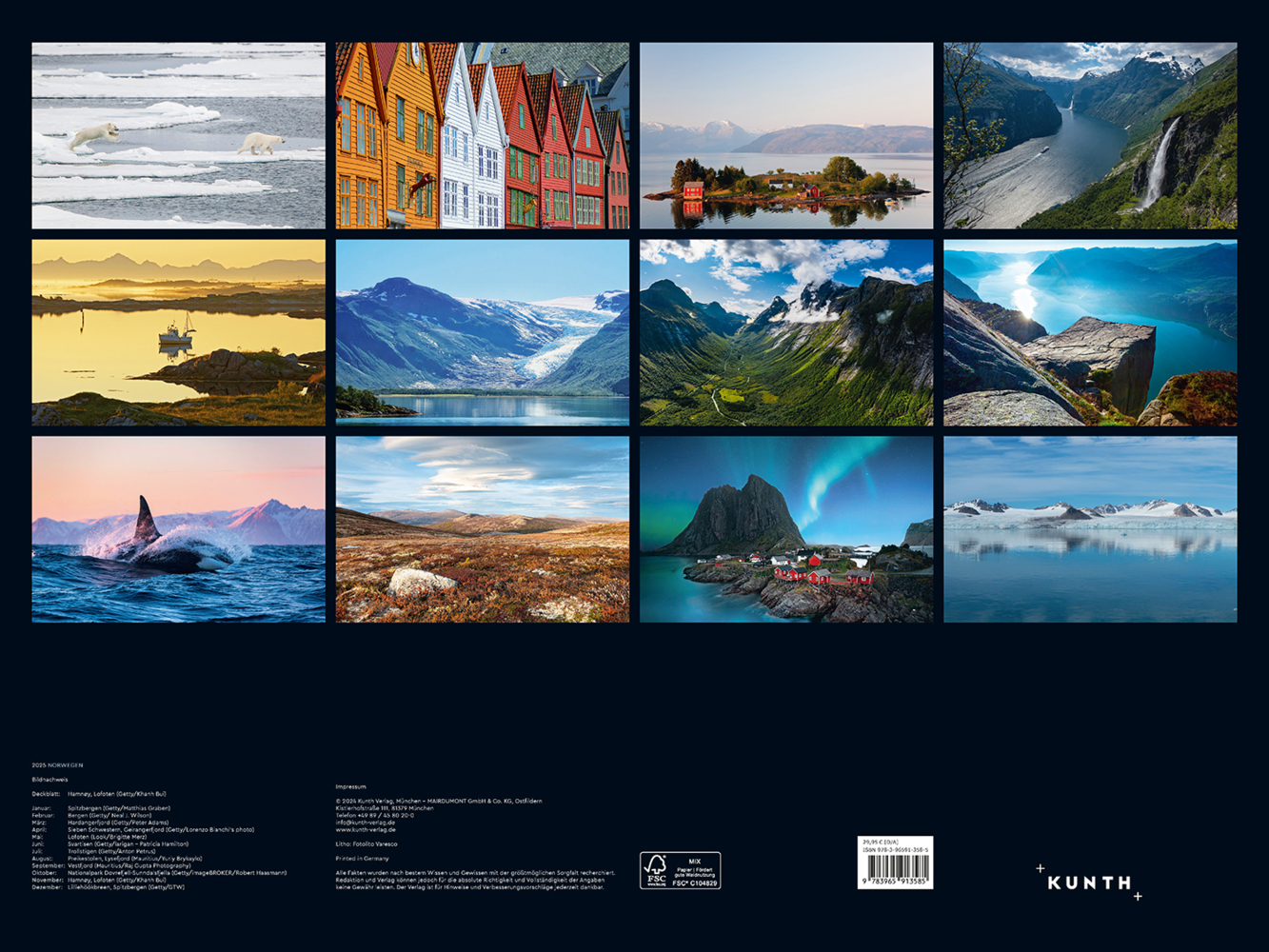 Bild: 9783965913585 | Norwegen - KUNTH Wandkalender 2025 | Kalender | 14 S. | Deutsch | 2025