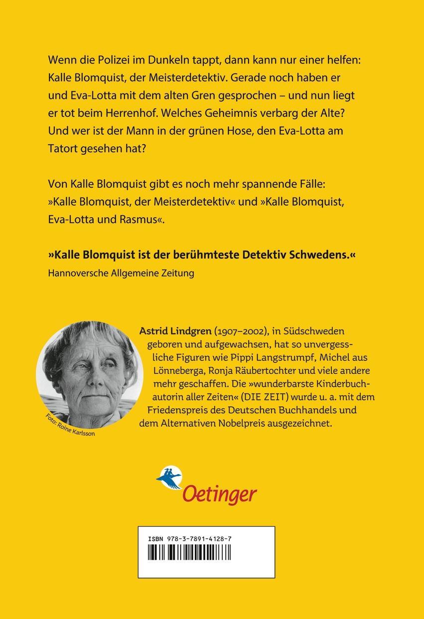 Rückseite: 9783789141287 | Kalle Blomquist 2. Kalle Blomquist lebt gefährlich | Astrid Lindgren