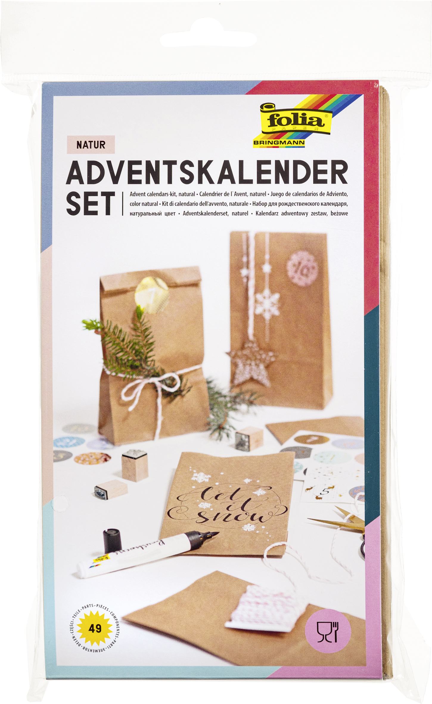 Cover: 4001868100310 | Folia Adventskalender-Set PAPIERTÜTEN NATUR, aus 24...