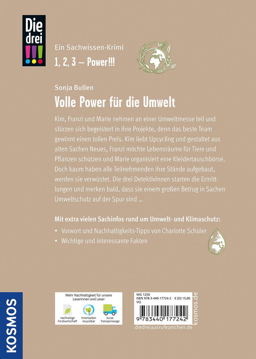 Rückseite: 9783440177242 | Die drei !!!, Volle Power für die Umwelt | Sonja Bullen (u. a.) | Buch