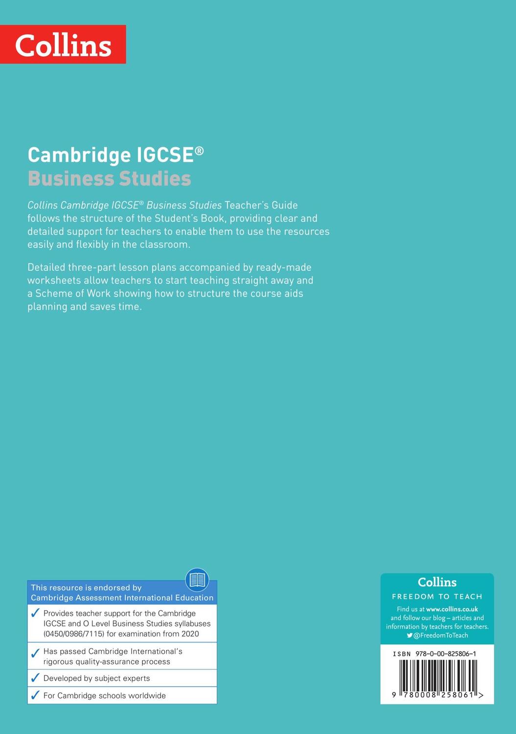 Rückseite: 9780008258061 | Cambridge Igcse(r) Business Studies Teacher Guide | Collins Uk | Buch