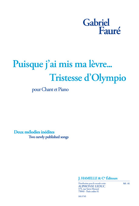 Cover: 9790230797450 | Puisque j'ai mis ma lèvre et Tristesse d'Olympio pour chant et piano