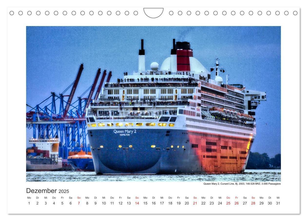 Bild: 9783435594238 | Kreuzfahrtschiffe Kurs Hamburg 2025 (Wandkalender 2025 DIN A4...