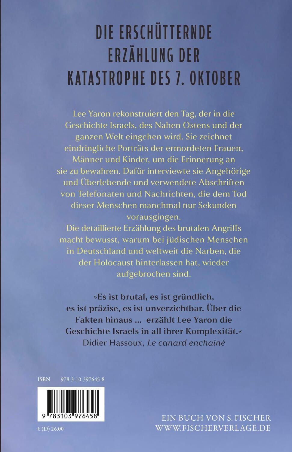 Rückseite: 9783103976458 | Israel, 7. Oktober | Lee Yaron | Buch | 320 S. | Deutsch | 2024