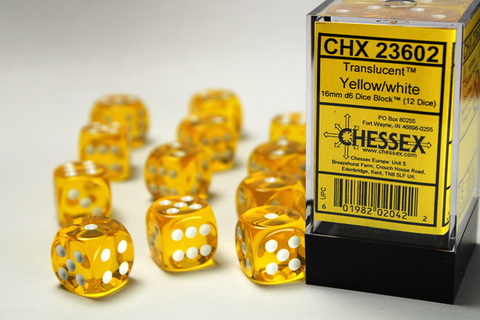 Cover: 601982020422 | Translucent 16mm d6 Yellow/white Dice Block™ (12 dice) | deutsch