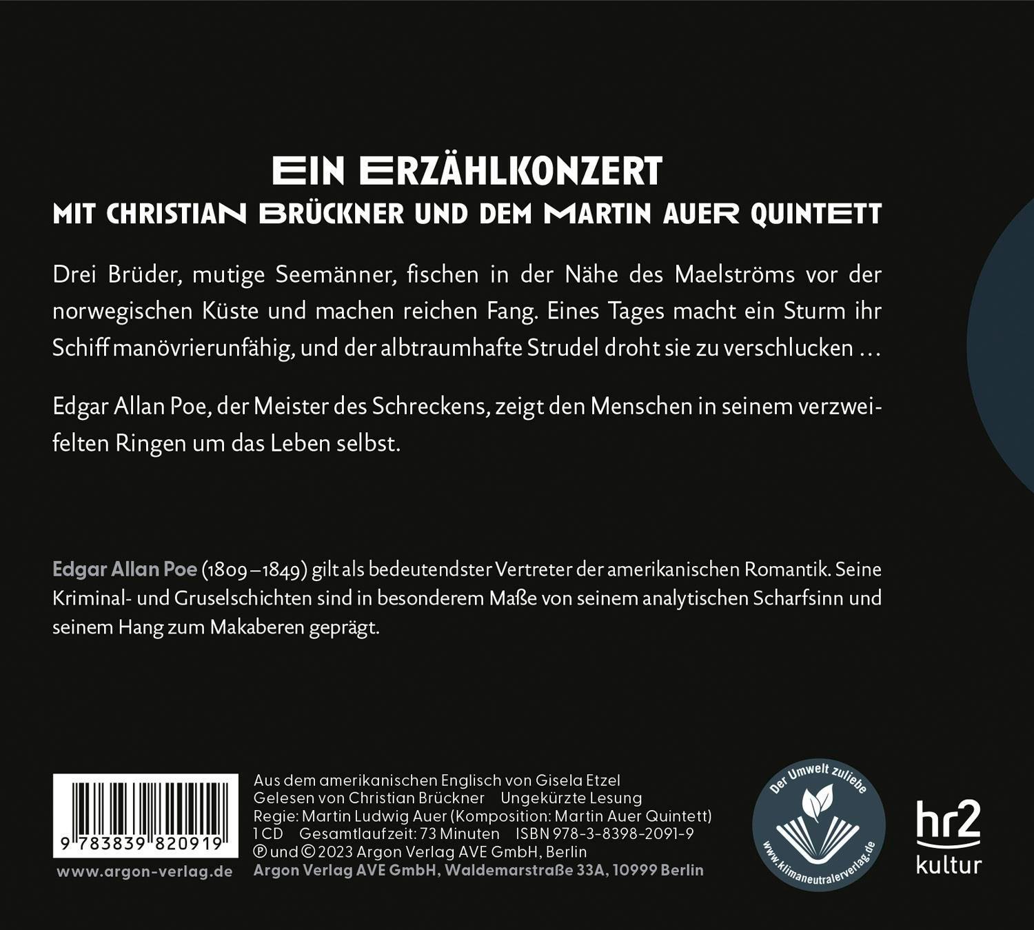 Rückseite: 9783839820919 | Hinab in den Maelström | Edgar Allan Poe | Audio-CD | 1 Audio-CD