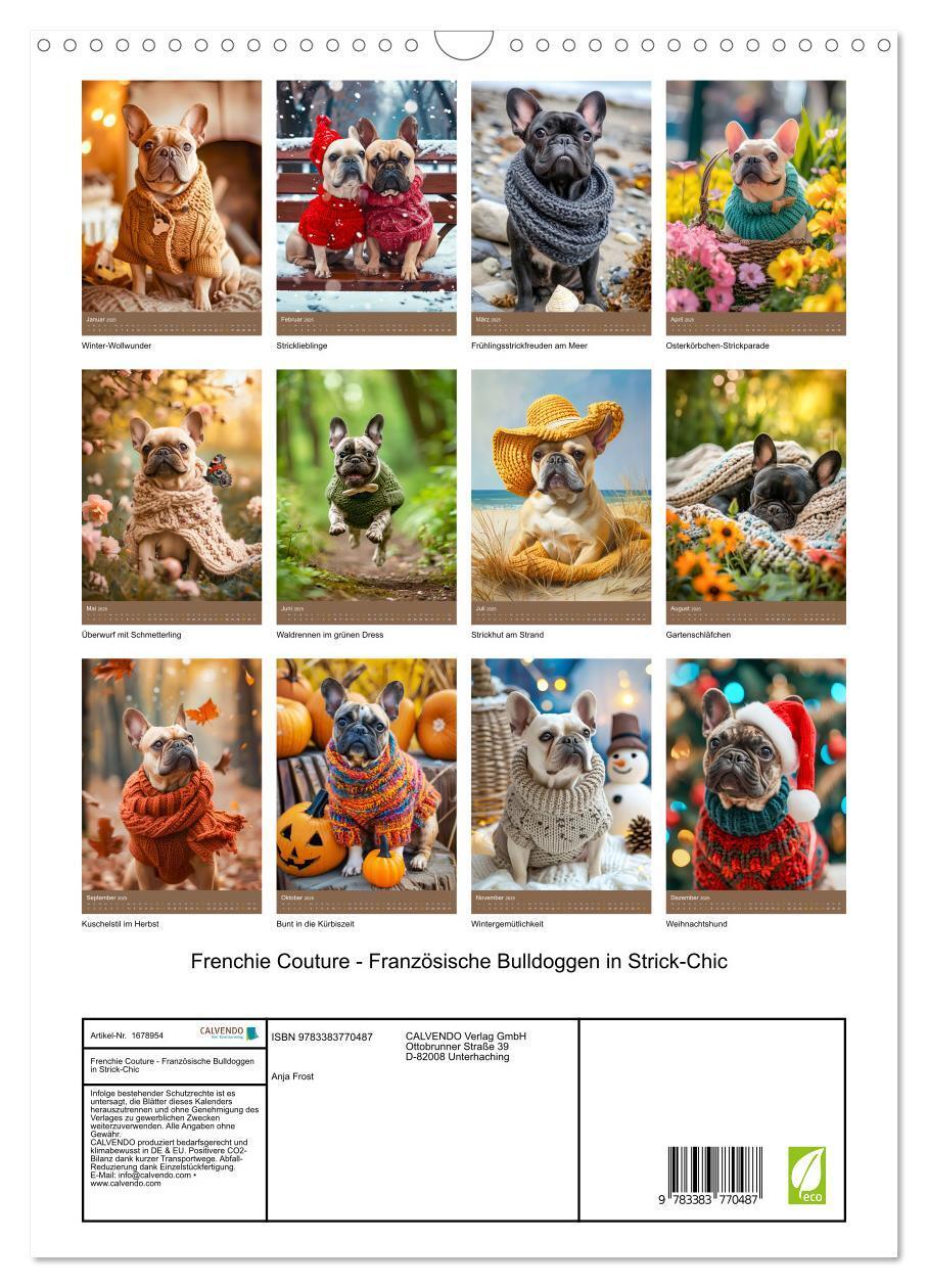 Bild: 9783383770487 | Frenchie Couture - Französische Bulldoggen in Strick-Chic...