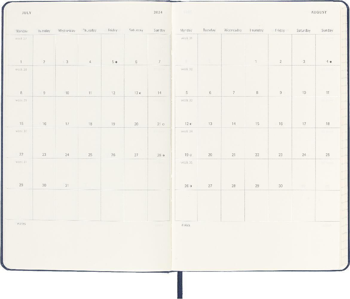 Bild: 8056598856613 | Moleskine 12 Monate Wochen Notizkalender 2024, Large/A5, Saphir | Buch