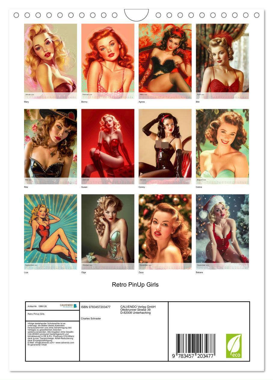 Bild: 9783457203477 | Retro PinUp Girls (Wandkalender 2025 DIN A4 hoch), CALVENDO...