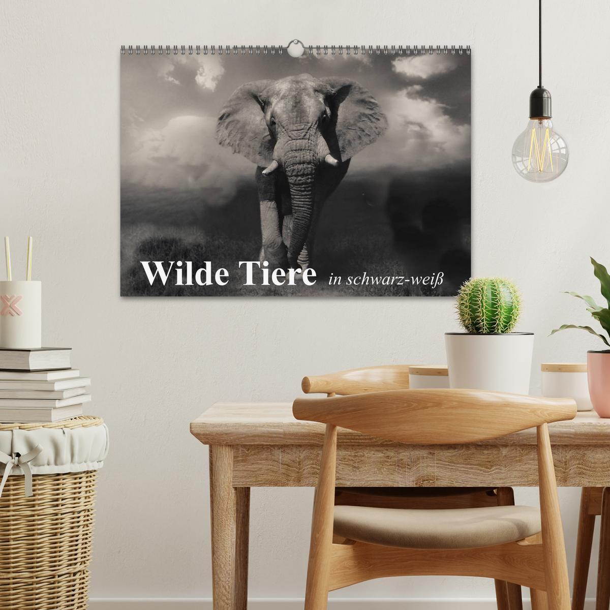 Bild: 9783435600113 | Wilde Tiere in schwarz-weiß (Wandkalender 2025 DIN A3 quer),...