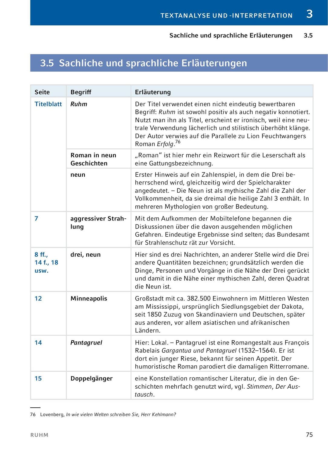 Bild: 9783804420885 | Ruhm - Textanalyse und Interpretation | Daniel Kehlmann | Taschenbuch