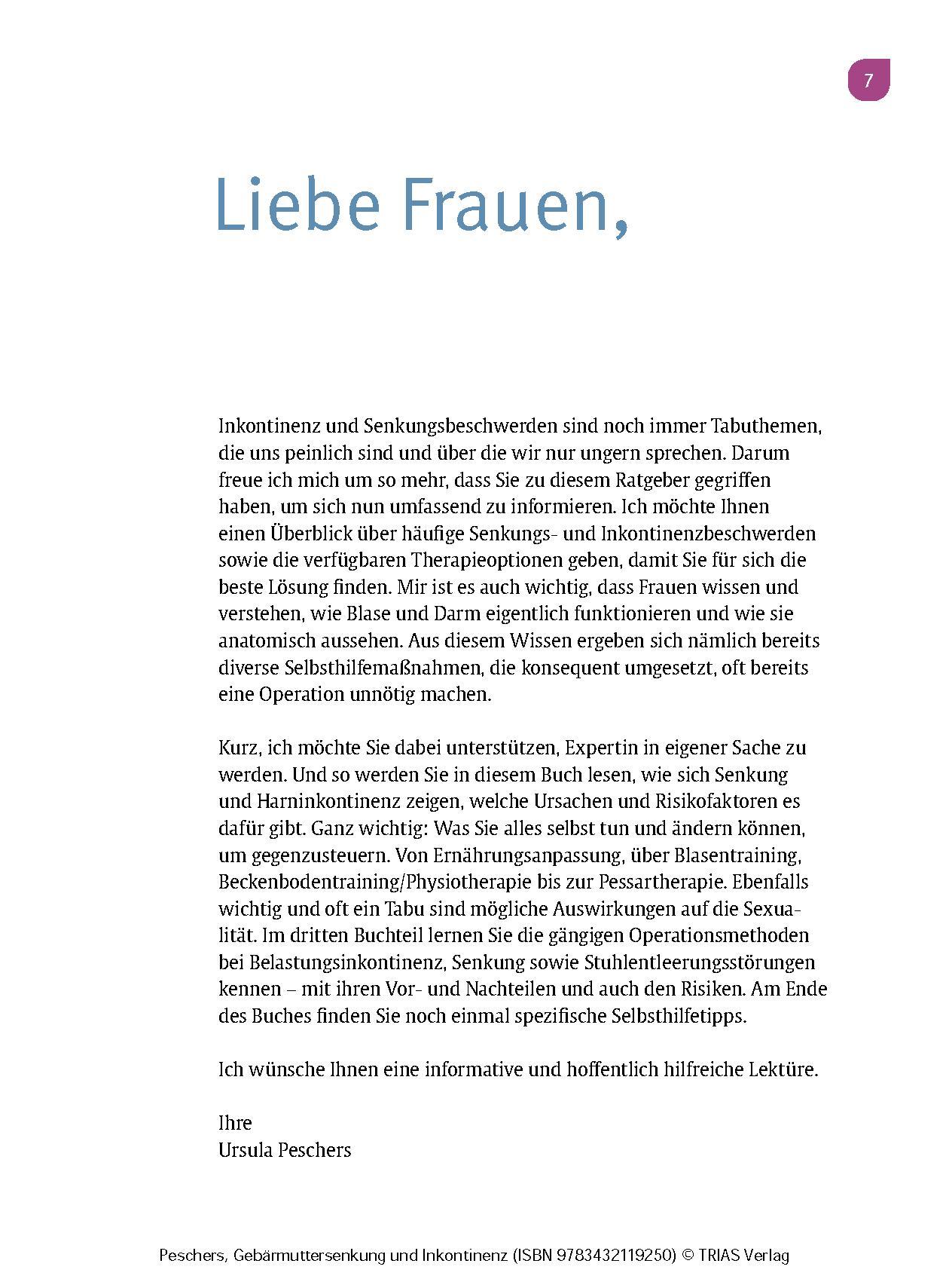 Bild: 9783432119250 | Frauengesundheit: Gebärmuttersenkung und Inkontinenz | Ursula Peschers