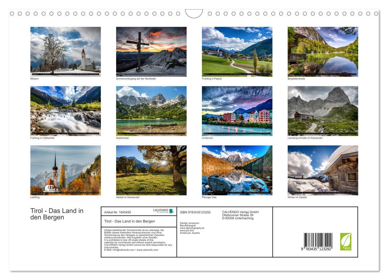 Bild: 9783435123292 | Tirol - Das Land in den Bergen (Wandkalender 2025 DIN A3 quer),...