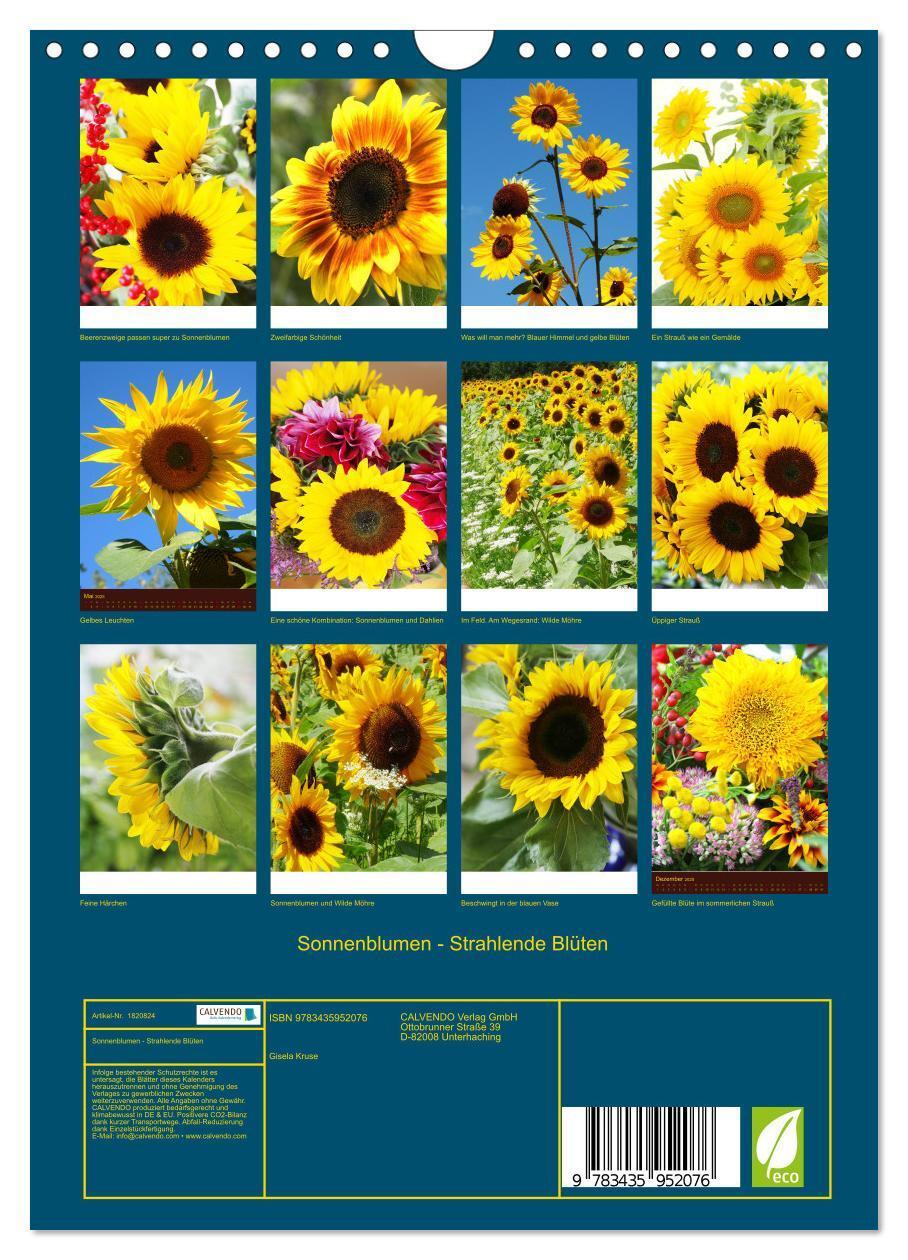 Bild: 9783435952076 | Sonnenblumen - Strahlende Blüten (Wandkalender 2025 DIN A4 hoch),...