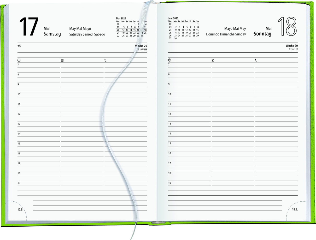 Bild: 4006928025251 | Zettler - Buchkalender 2025 grün, 14,5x21cm, Taschenkalender mit...