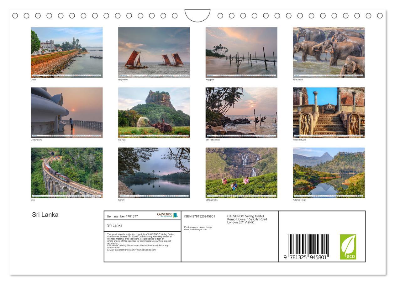 Bild: 9781325945801 | Sri Lanka (Wall Calendar 2025 DIN A4 landscape), CALVENDO 12 Month...