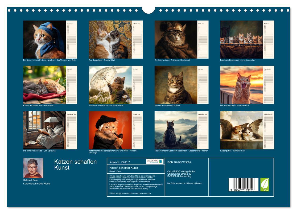 Bild: 9783457179826 | Katzen schaffen Kunst (Wandkalender 2025 DIN A3 quer), CALVENDO...