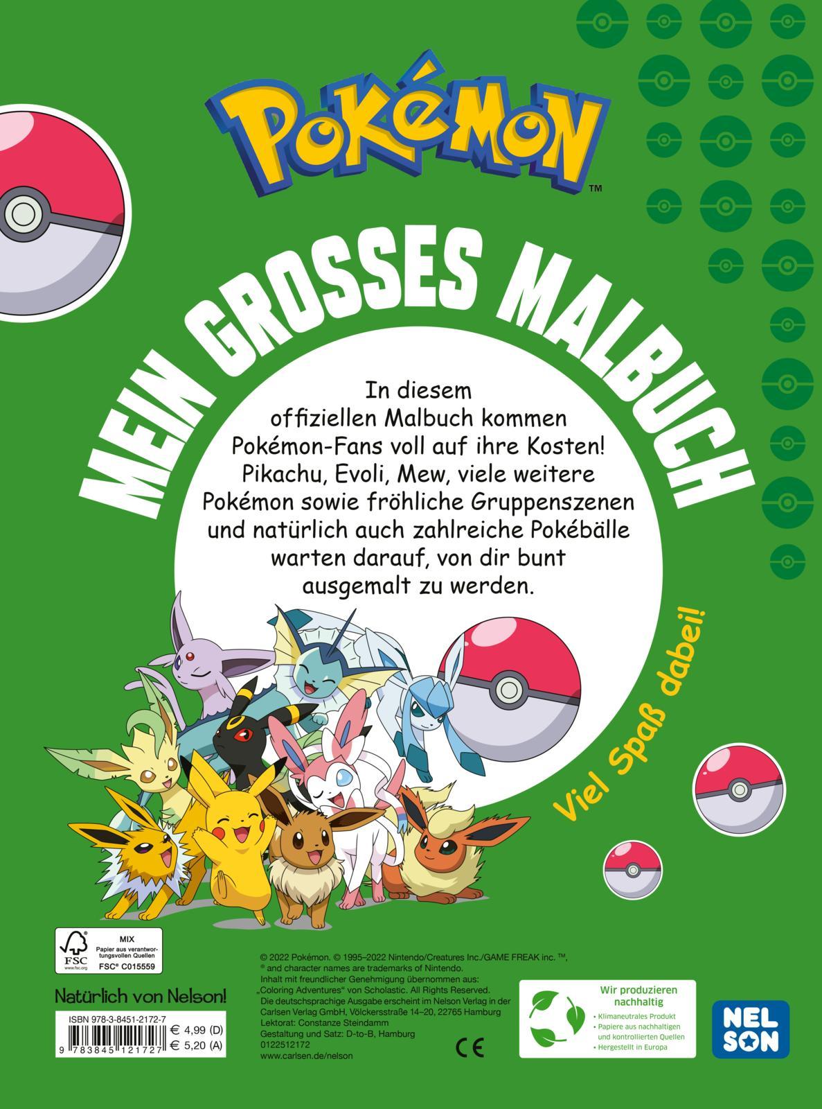 Rückseite: 9783845121727 | Pokémon Activity-Buch: Mein großes Malbuch | Taschenbuch | Pokémon