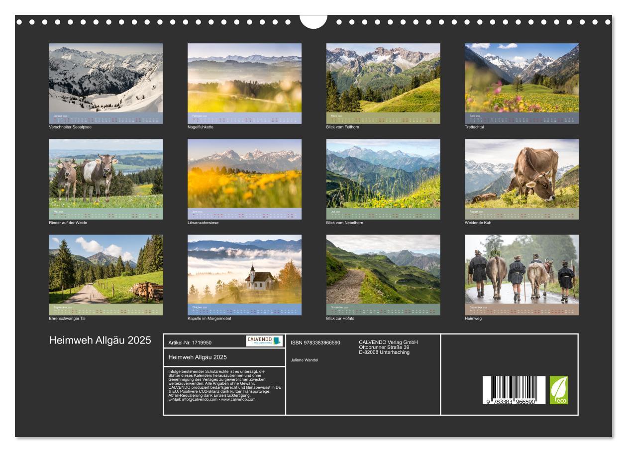 Bild: 9783383966590 | Heimweh Allgäu 2025 (Wandkalender 2025 DIN A3 quer), CALVENDO...