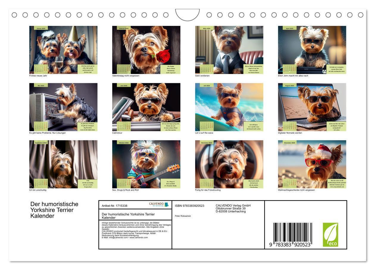 Bild: 9783383920523 | Der humoristische Yorkshire Terrier Kalender (Wandkalender 2025 DIN...