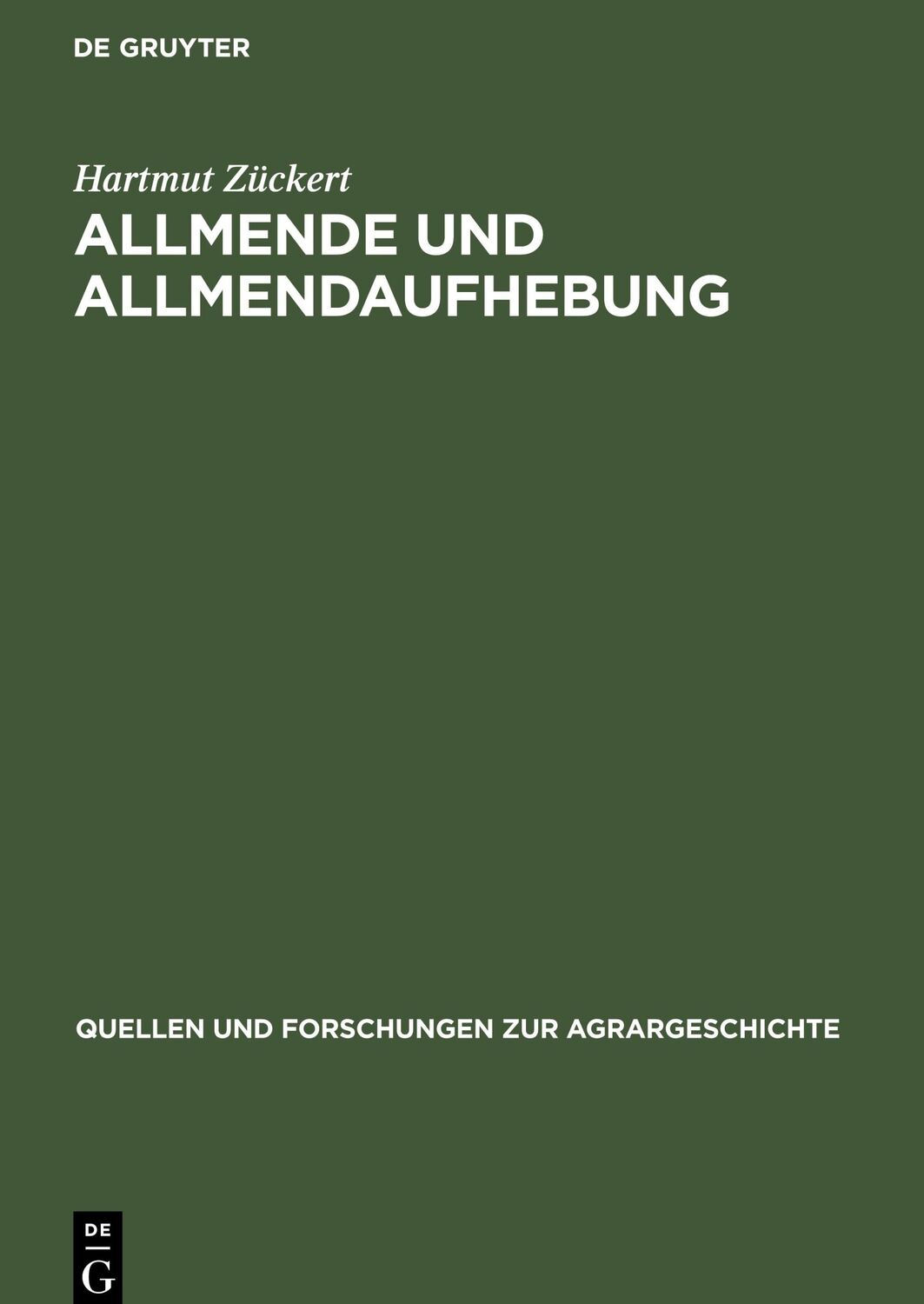 Cover: 9783828202269 | Allmende und Allmendaufhebung | Hartmut Zückert | Buch | ISSN | 2003