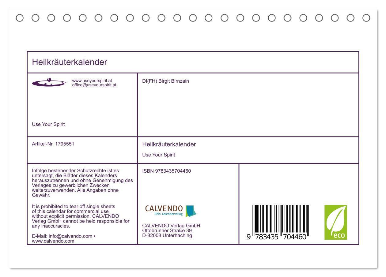 Bild: 9783435704460 | Heilkräuterkalender (Tischkalender 2025 DIN A5 quer), CALVENDO...