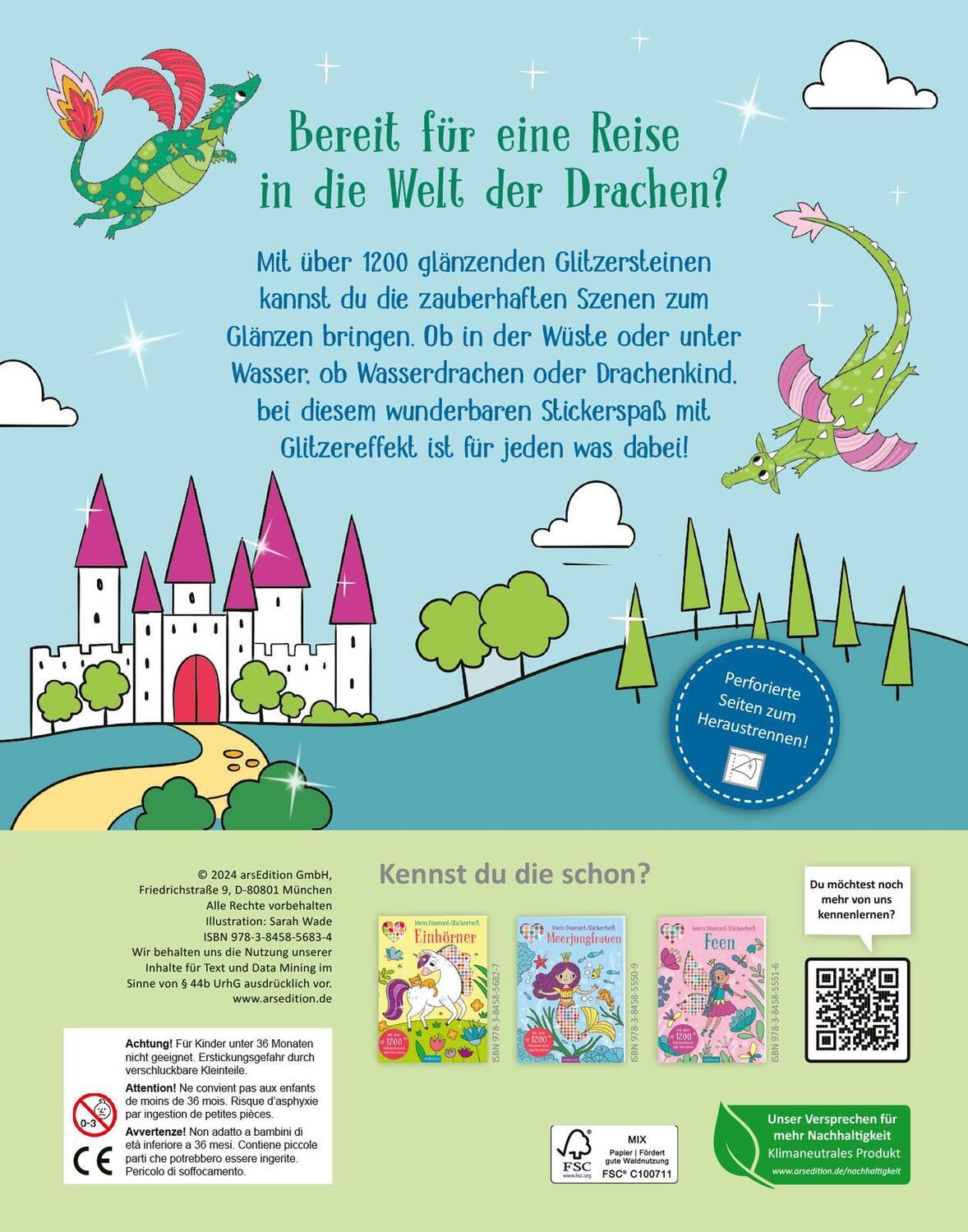 Rückseite: 9783845856834 | Mein Diamant-Stickerheft - Drachen | Mit über 900 Glitzersteinen