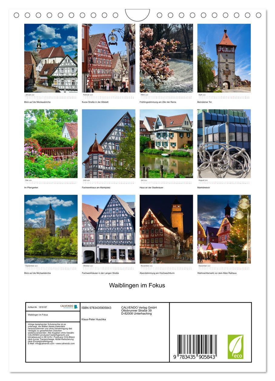 Bild: 9783435905843 | Waiblingen im Fokus (Wandkalender 2025 DIN A4 hoch), CALVENDO...