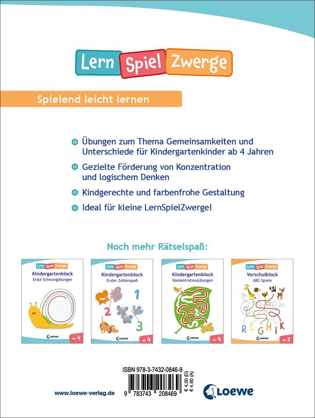 Rückseite: 9783743208469 | Die neuen LernSpielZwerge - Gemeinsamkeiten und Unterschiede | Rätseln