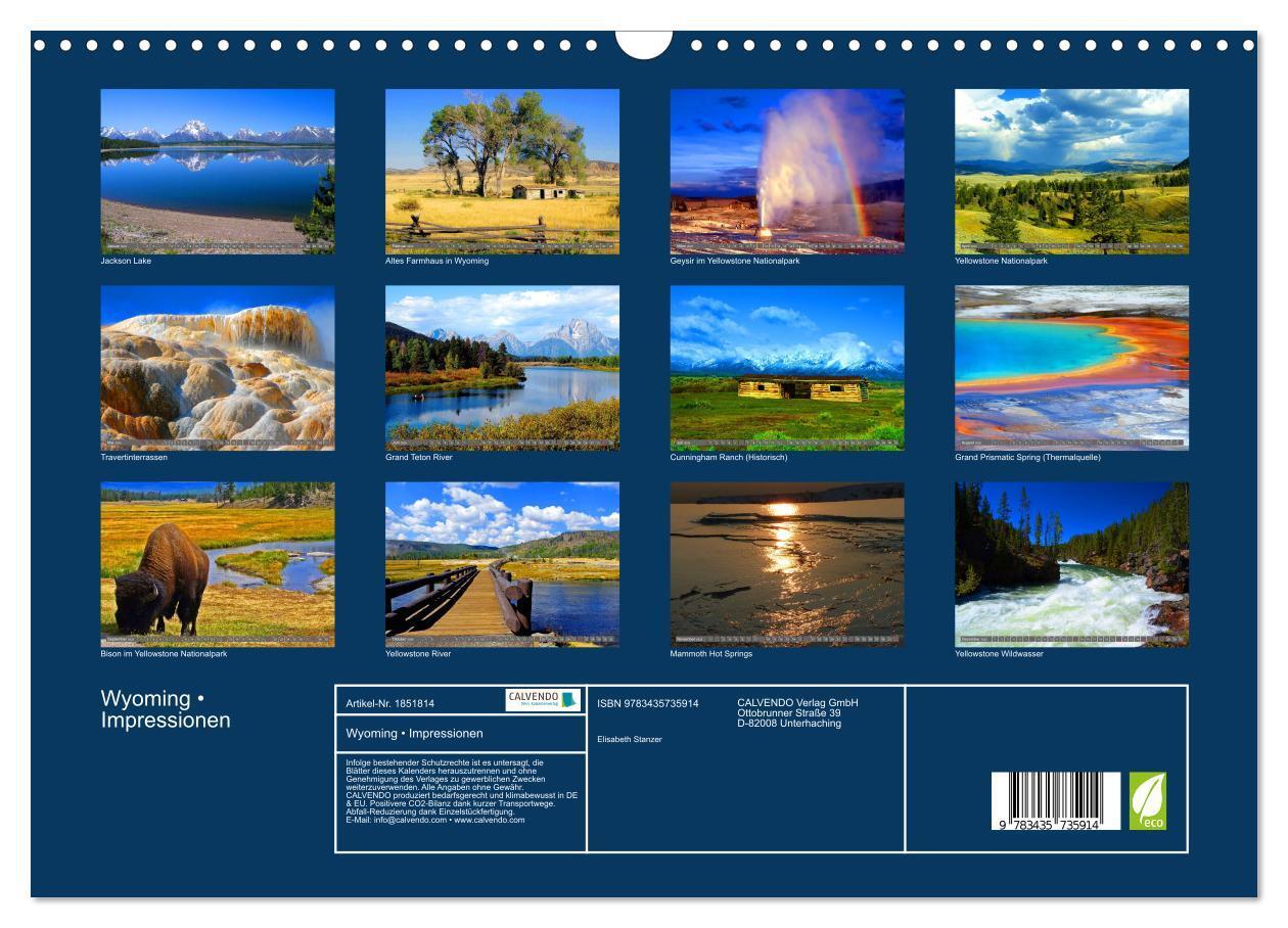 Bild: 9783435735914 | Wyoming ¿ Impressionen (Wandkalender 2025 DIN A3 quer), CALVENDO...