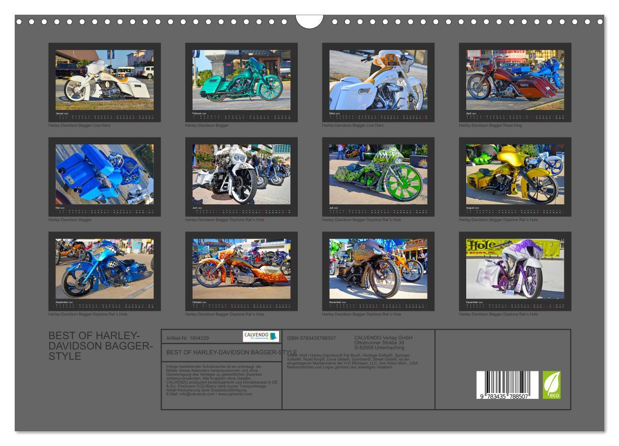 Bild: 9783435788507 | BEST OF HARLEY-DAVIDSON BAGGER-STYLE (Wandkalender 2025 DIN A3...